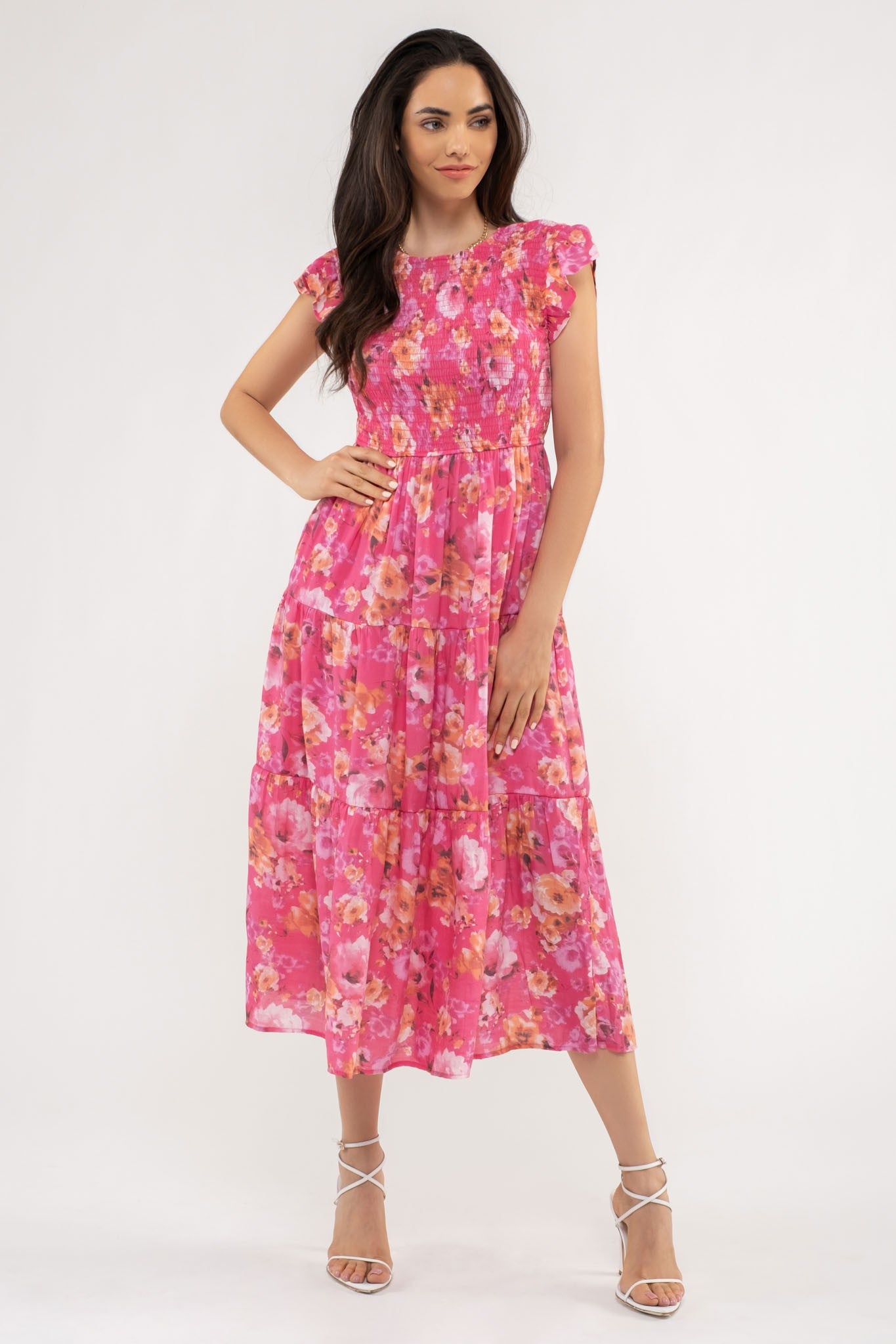 L181 by the River Floral Pink Maxi Dress | Brenda's Clothing